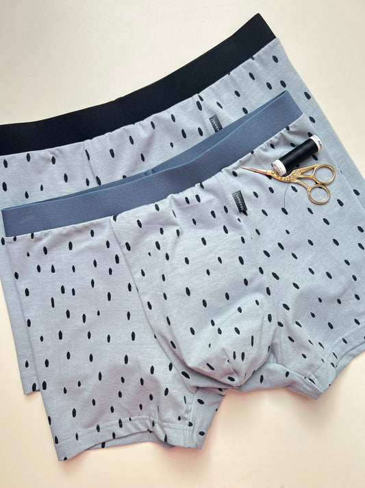 NEW model Men’s Seamless Organic Cotton Boxer – Smoky Denim Blue with Black Speckles I 2 options