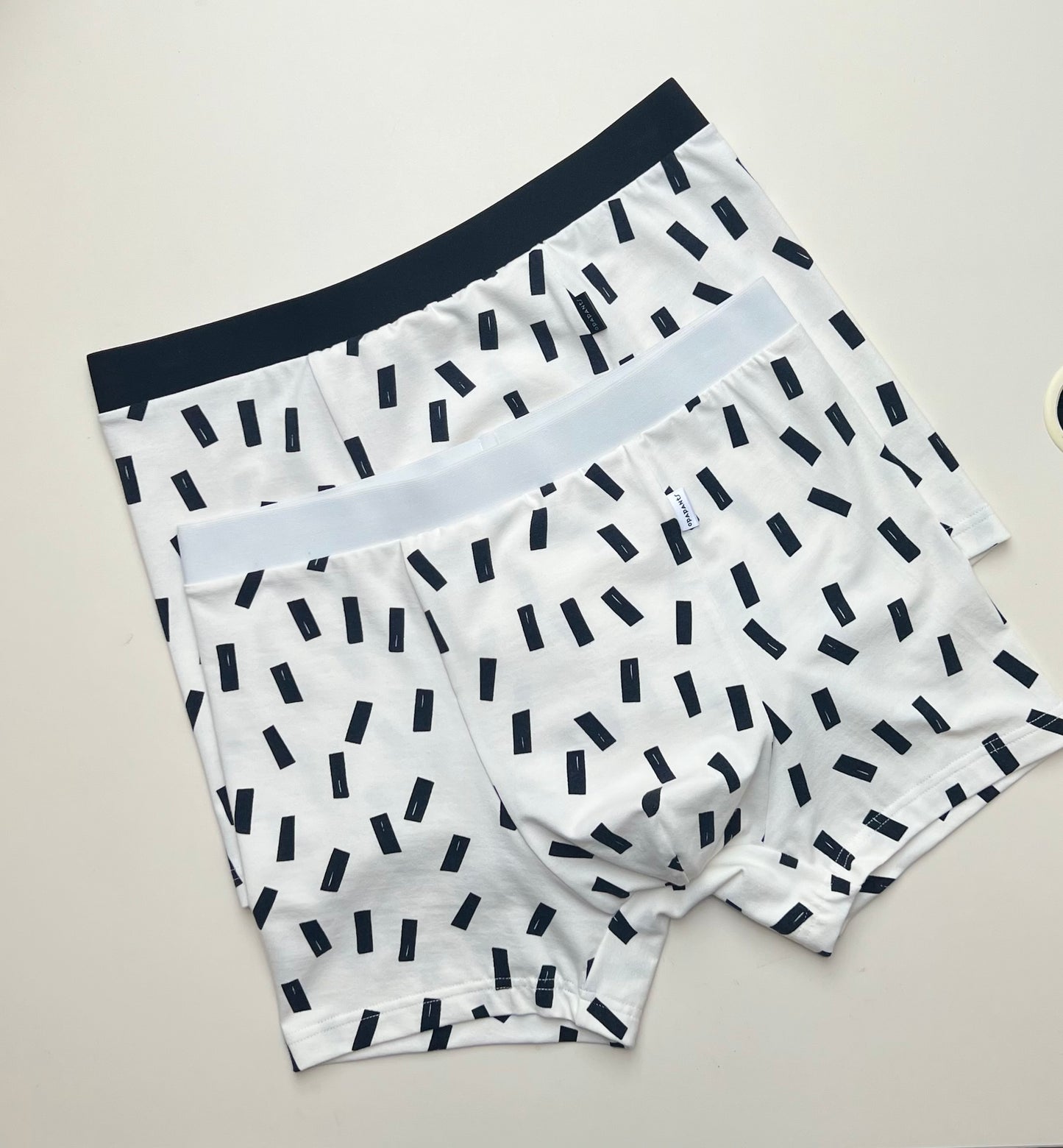 NEW model Men’s Seamless Organic Cotton Boxer – White with Black Confetti I 2 options