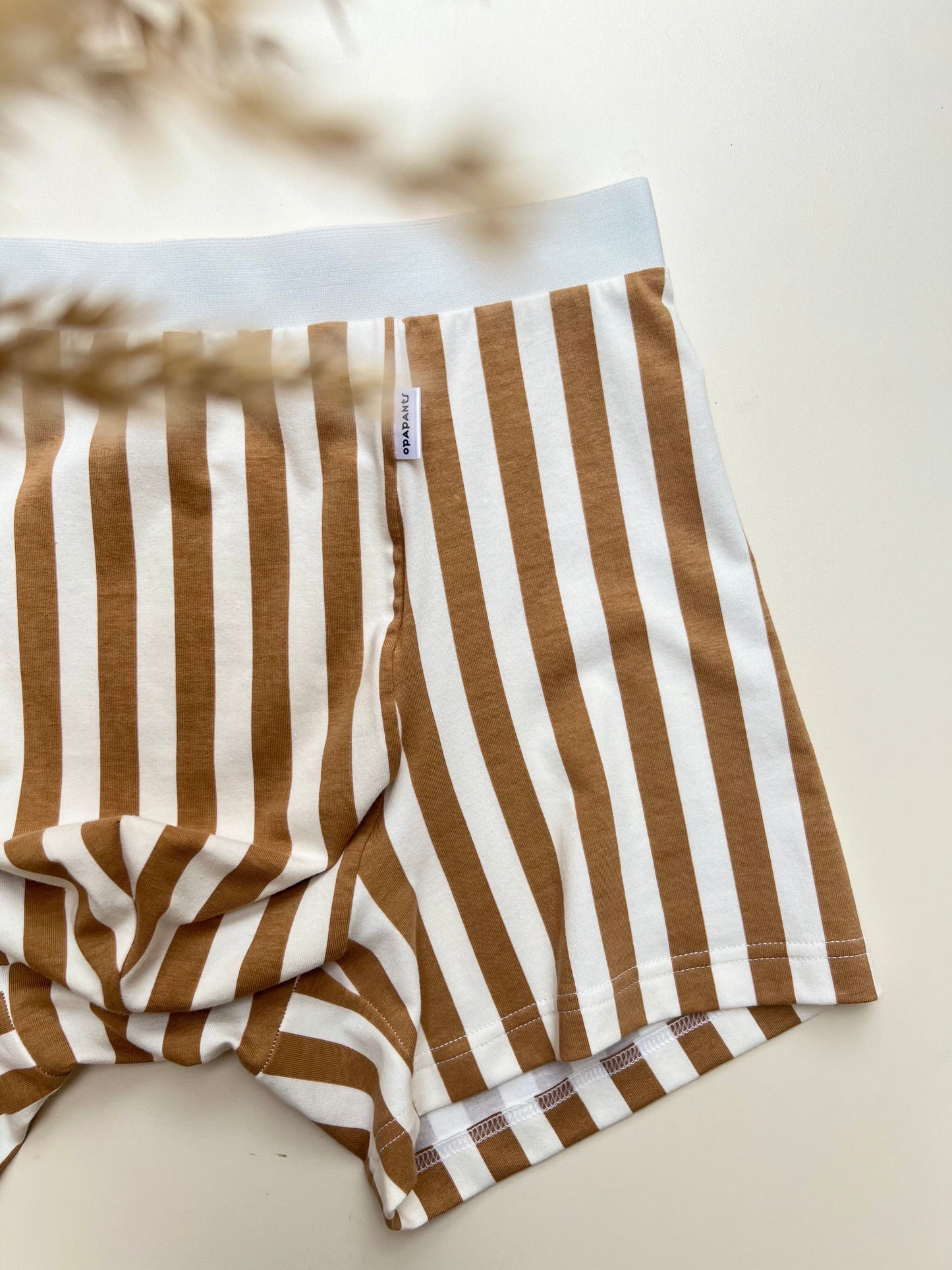 Men’s Organic Cotton Boxer – White with Brown Stripes I 2 options