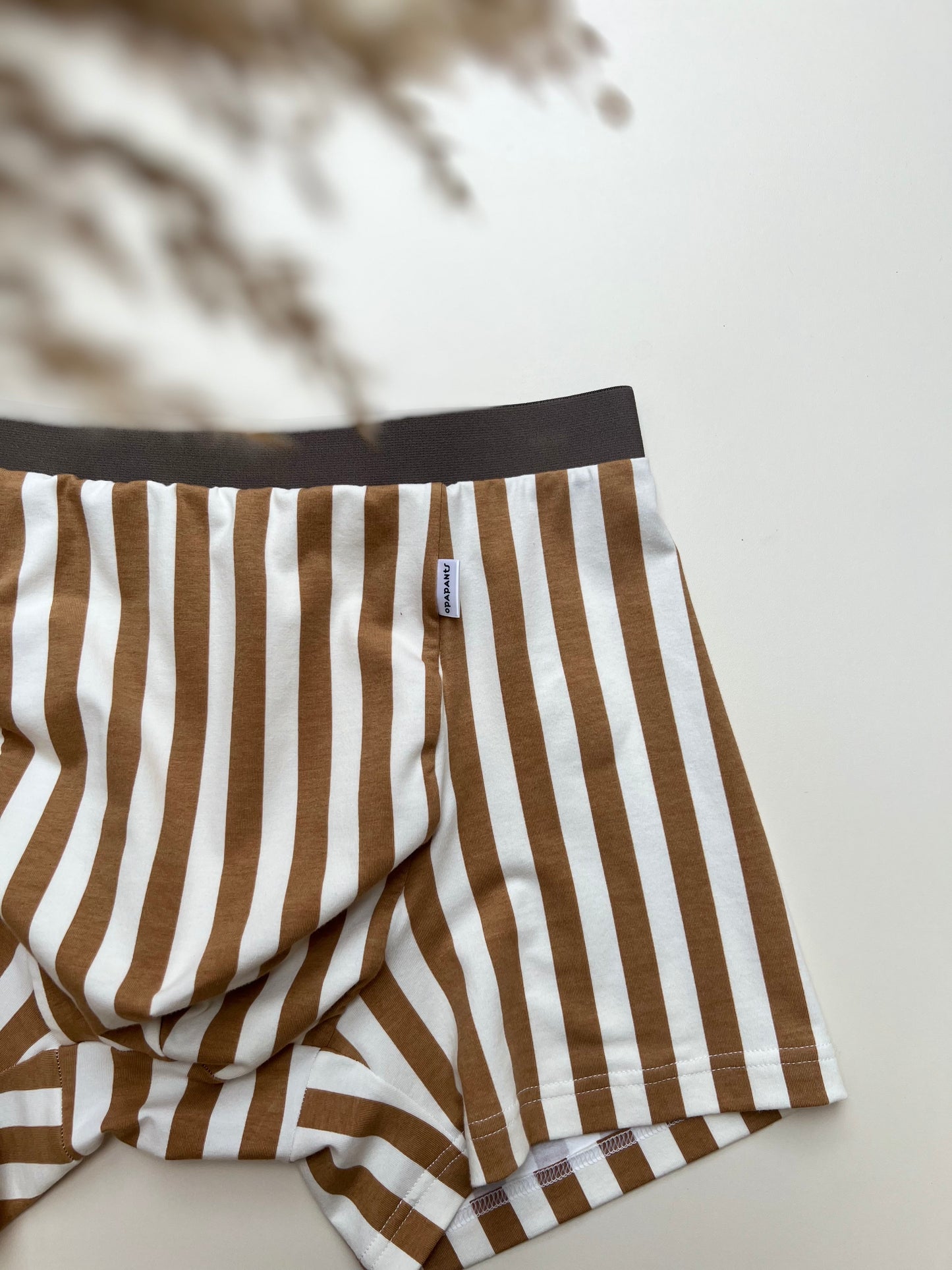 Men’s Organic Cotton Boxer – White with Brown Stripes I 2 options
