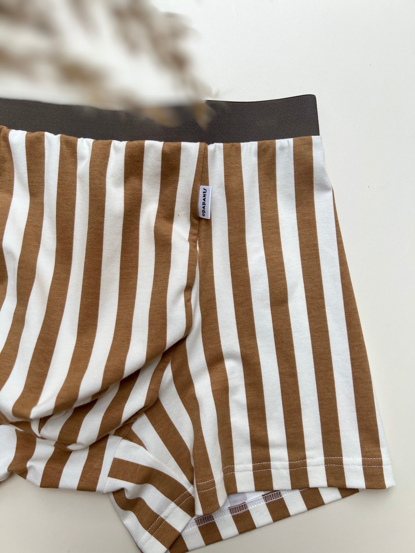 Men’s Organic Cotton Boxer – White with Brown Stripes I 2 options