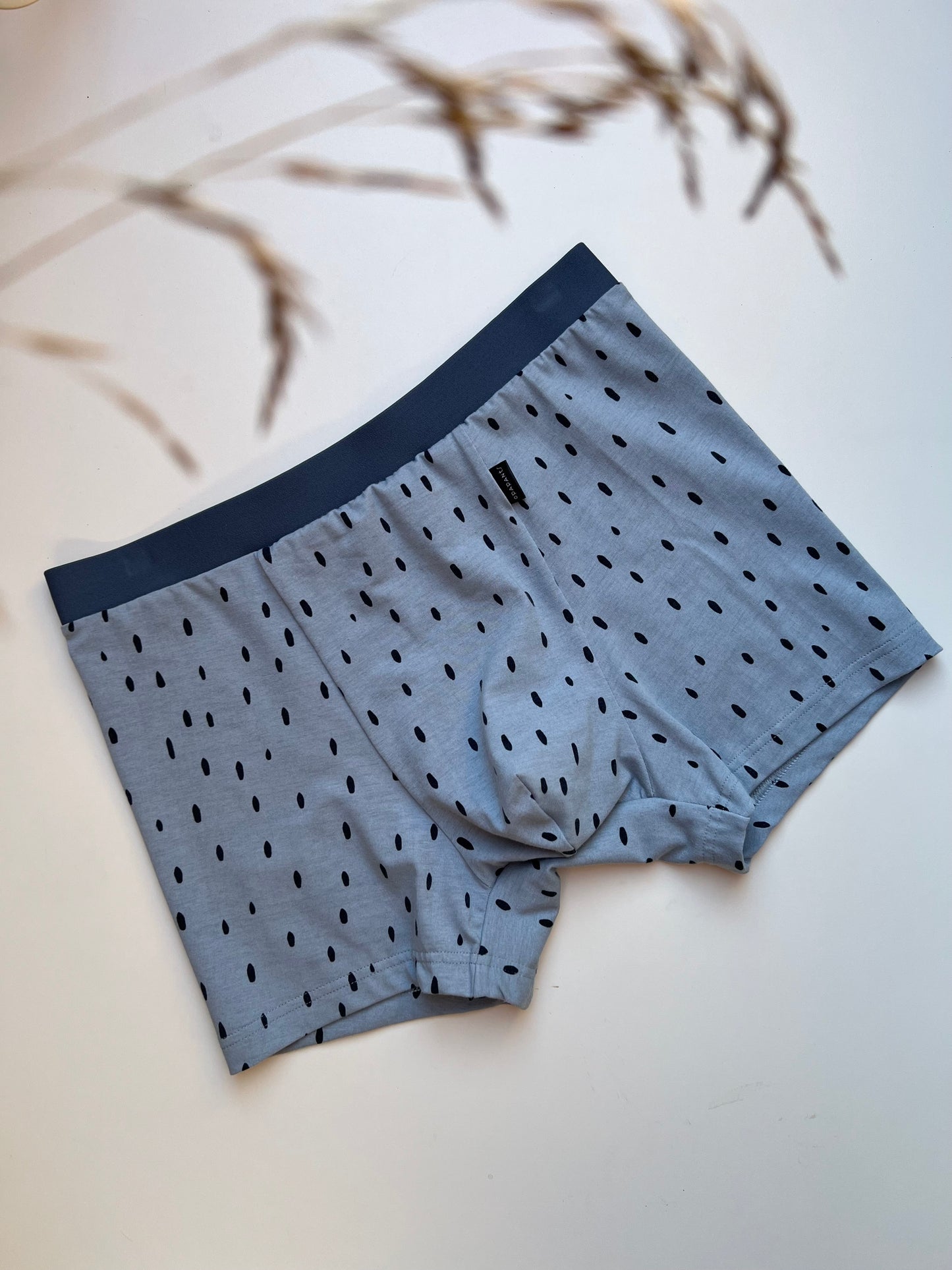 NEW model Men’s Seamless Organic Cotton Boxer – Smoky Denim Blue with Black Speckles I 2 options