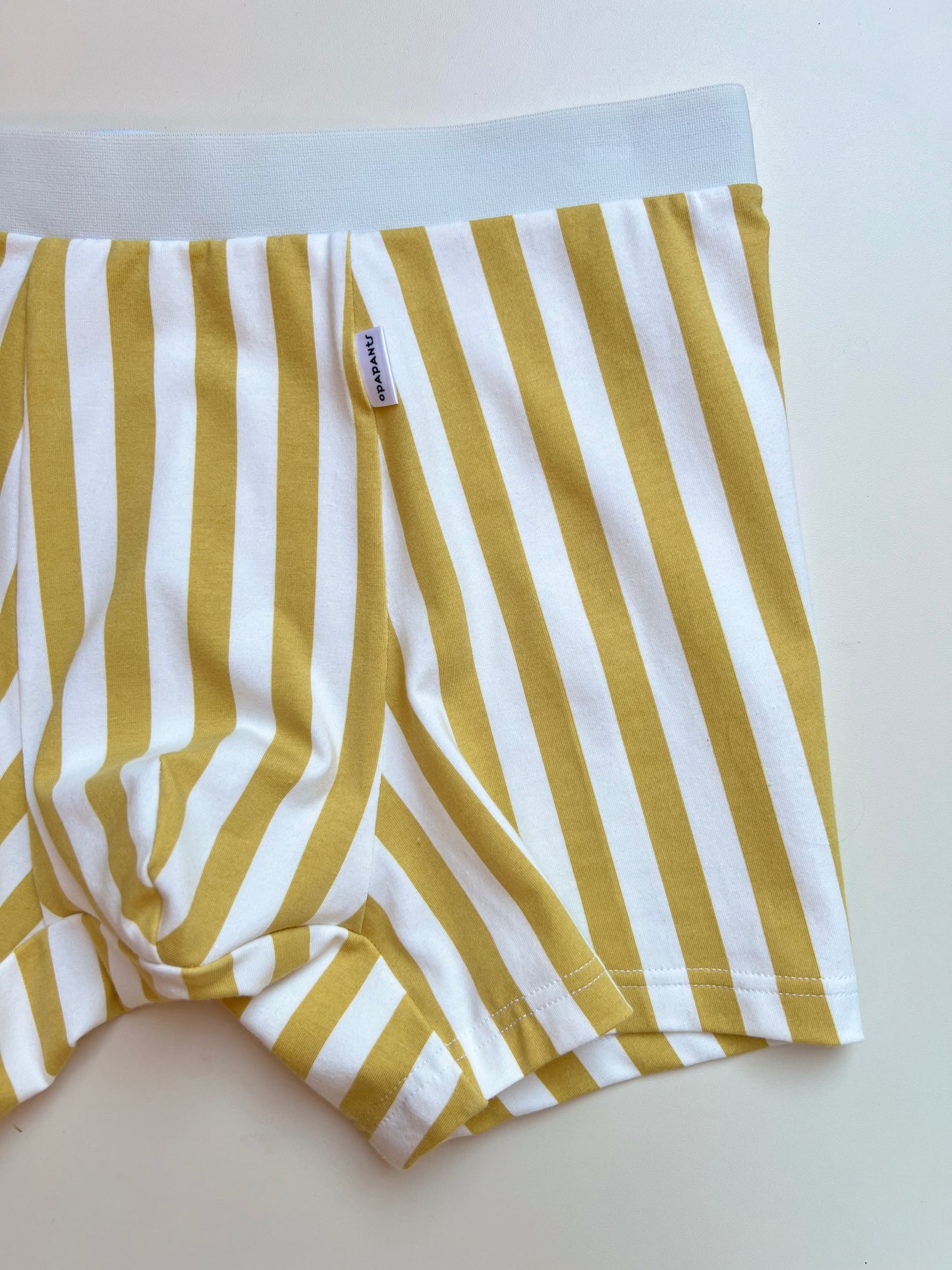 NEW model Men’s Seamless Organic Cotton Boxer – White with Mustard Stripes I 2 options