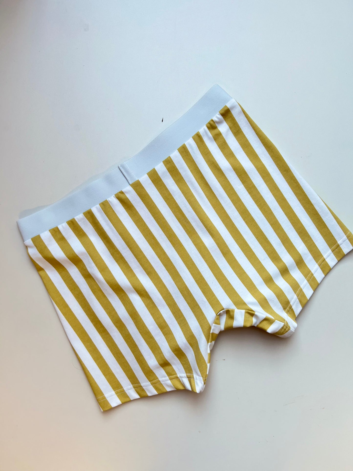 NEW model Men’s Seamless Organic Cotton Boxer – White with Mustard Stripes I 2 options