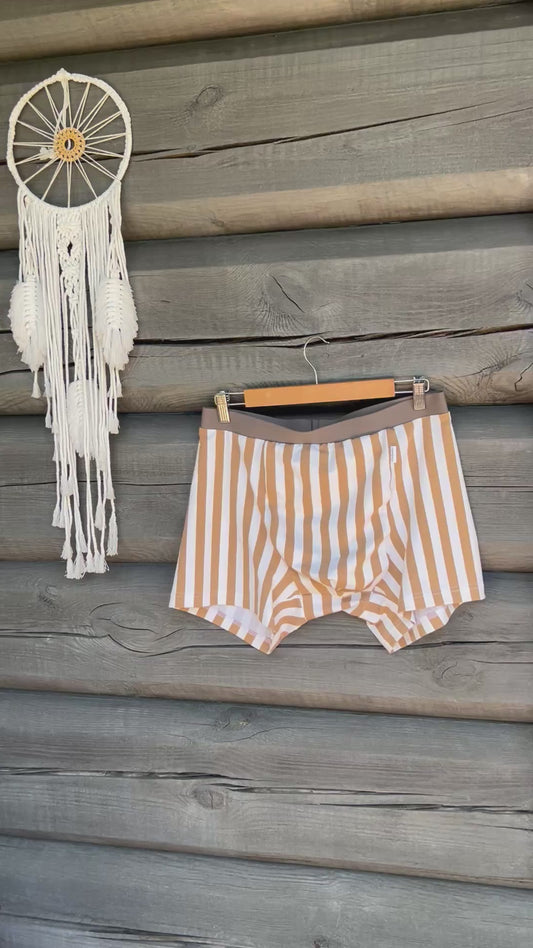Men’s Organic Cotton Boxer – White with Brown Stripes I 2 options