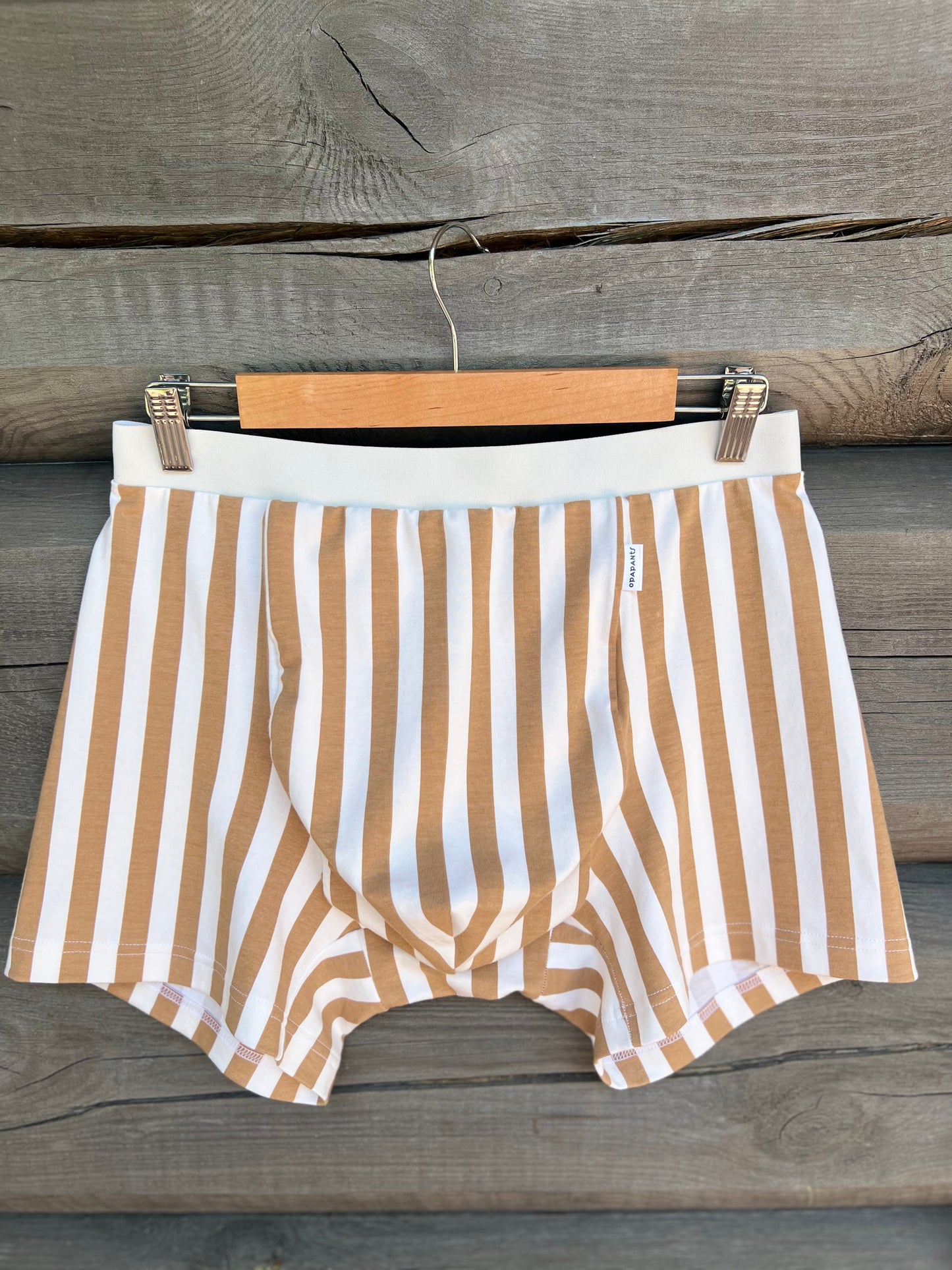 Men’s Organic Cotton Boxer – White with Brown Stripes I 2 options