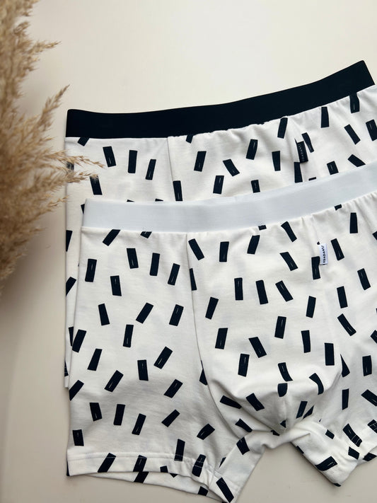 NEW model Men’s Seamless Organic Cotton Boxer – White with Black Confetti I 2 options