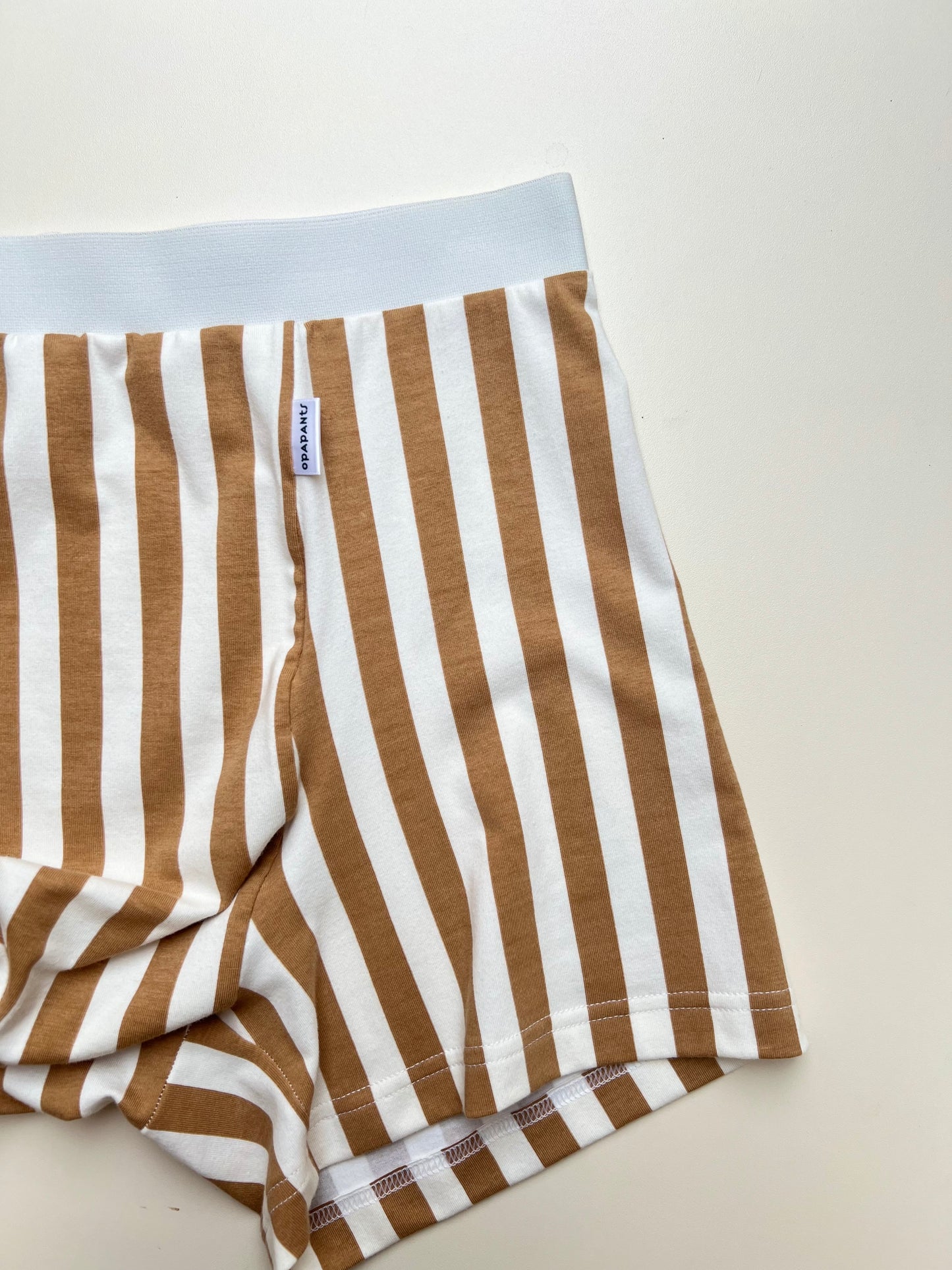 Men’s Organic Cotton Boxer – White with Brown Stripes I 2 options